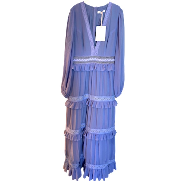 True Decadence Dresses & Skirts - True Decadence Womens Corn V Neck Flower Long Sleeves Chiffon Maxi Dress Boho